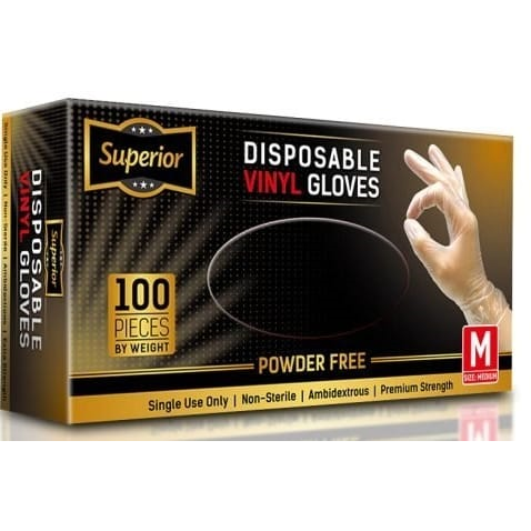 Superior Vinyl Gloves Medium 100's