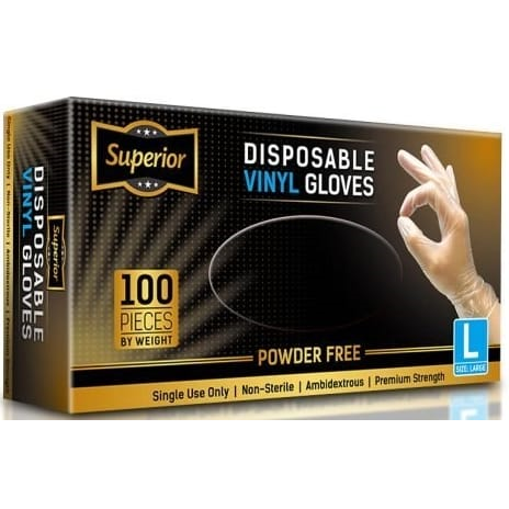 Superior Vinyl Gloves Large 100's