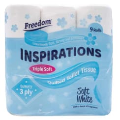 Freedom White Toilet Paper Rolls 3ply 9pk
