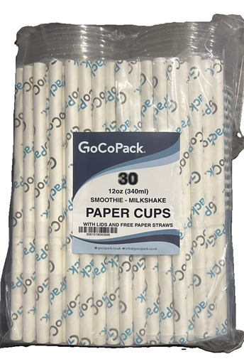 GoCo 12oz Single Wall with Lids & Straws 30's