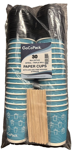 GoCo 8oz Ripple Wall with Lids & Stirrers 30's